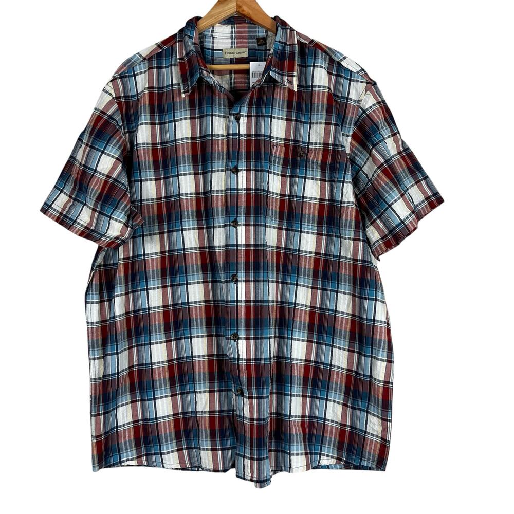 NWT Hobbs Creek Button Down Shirt Menx 2XL Blue Red Plaid Heritage Dadcore 90s